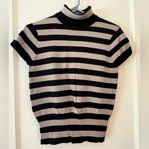 Jones New York Black and tan Striped Turtleneck